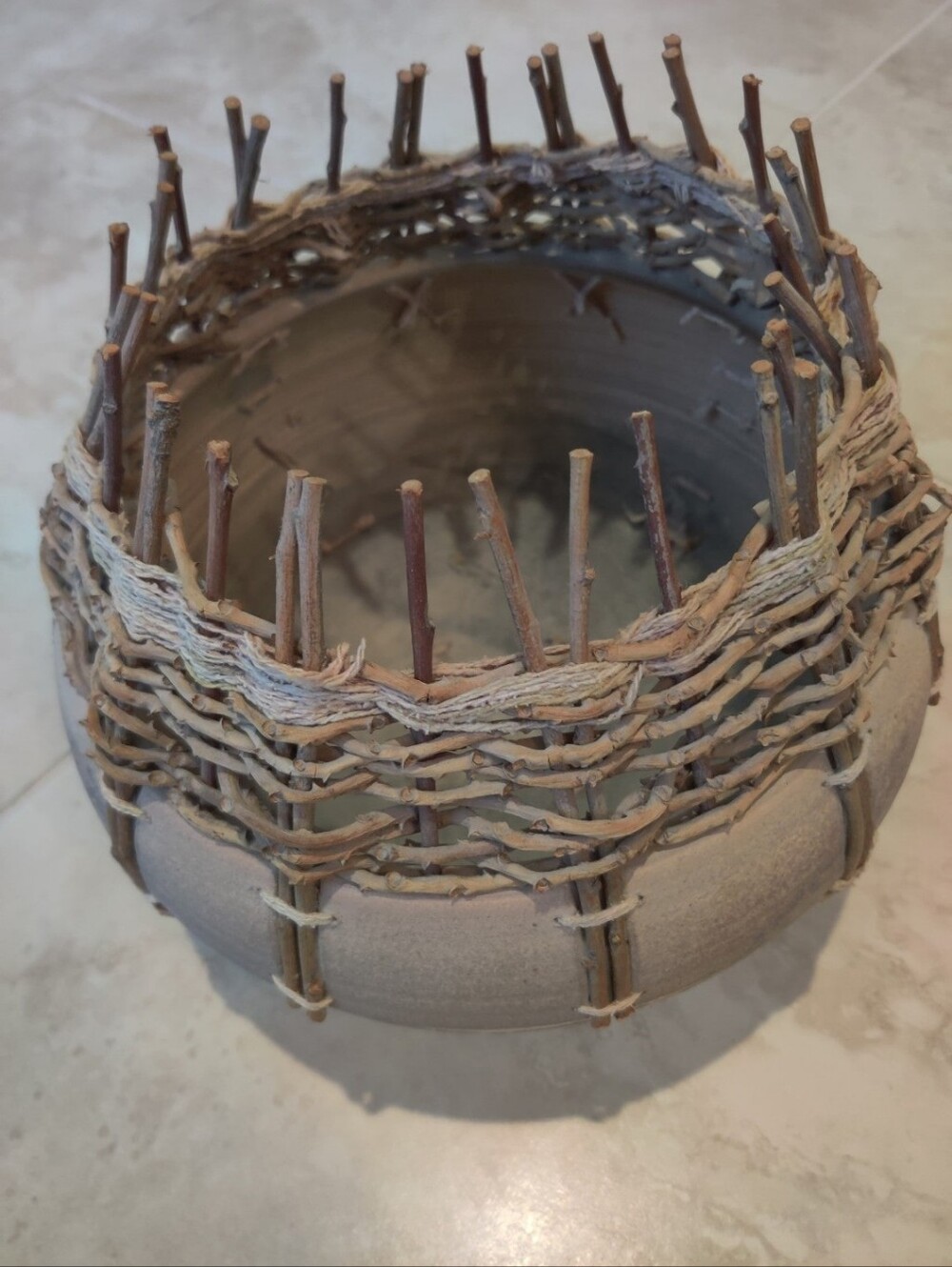 Woven Twig & Ceramic Bowl By M&C Adcock - Picture 3 of 9
